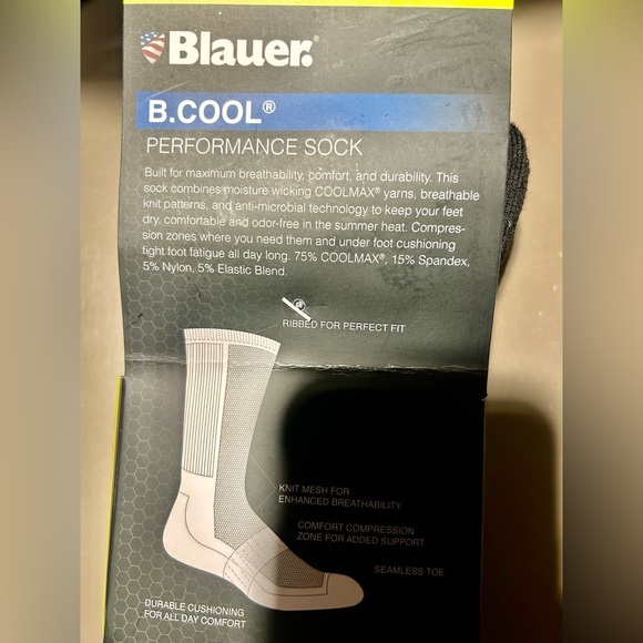 Blauer B. Cool Performance Socks size 7-10, black, 2 pack - Picture 4 of 5
